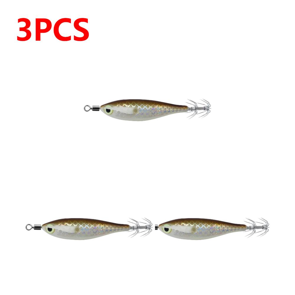 1-3 Stück leuchtender Tintenfischköder Haken Salzwasser Angelköder Künstliches Ei Holzgarnele Köder Meeresfischen Oktopus Sepia Tintenfischköder