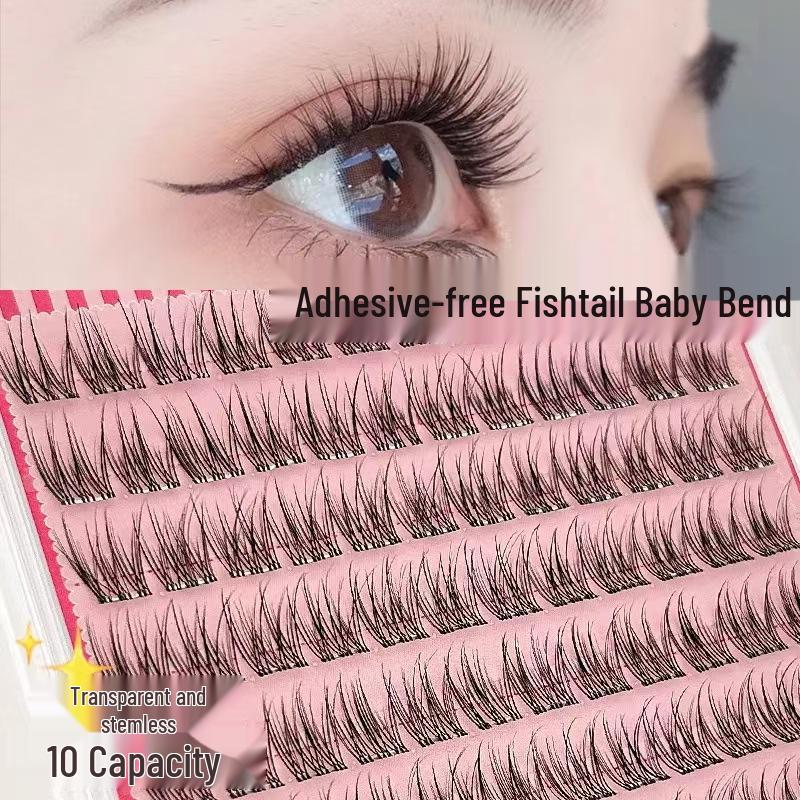 Yu Shuxin's Stemless Fishtail False Eyelashes - Natural, Segmented, Single Cluster Design