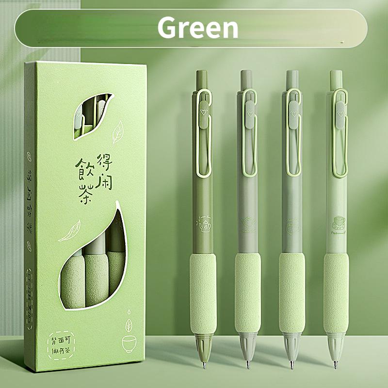 Paquete de 4 bolígrafos de gel de 0,5 mm para estudiantes, bolígrafos de tinta negra, material de oficina y escolar