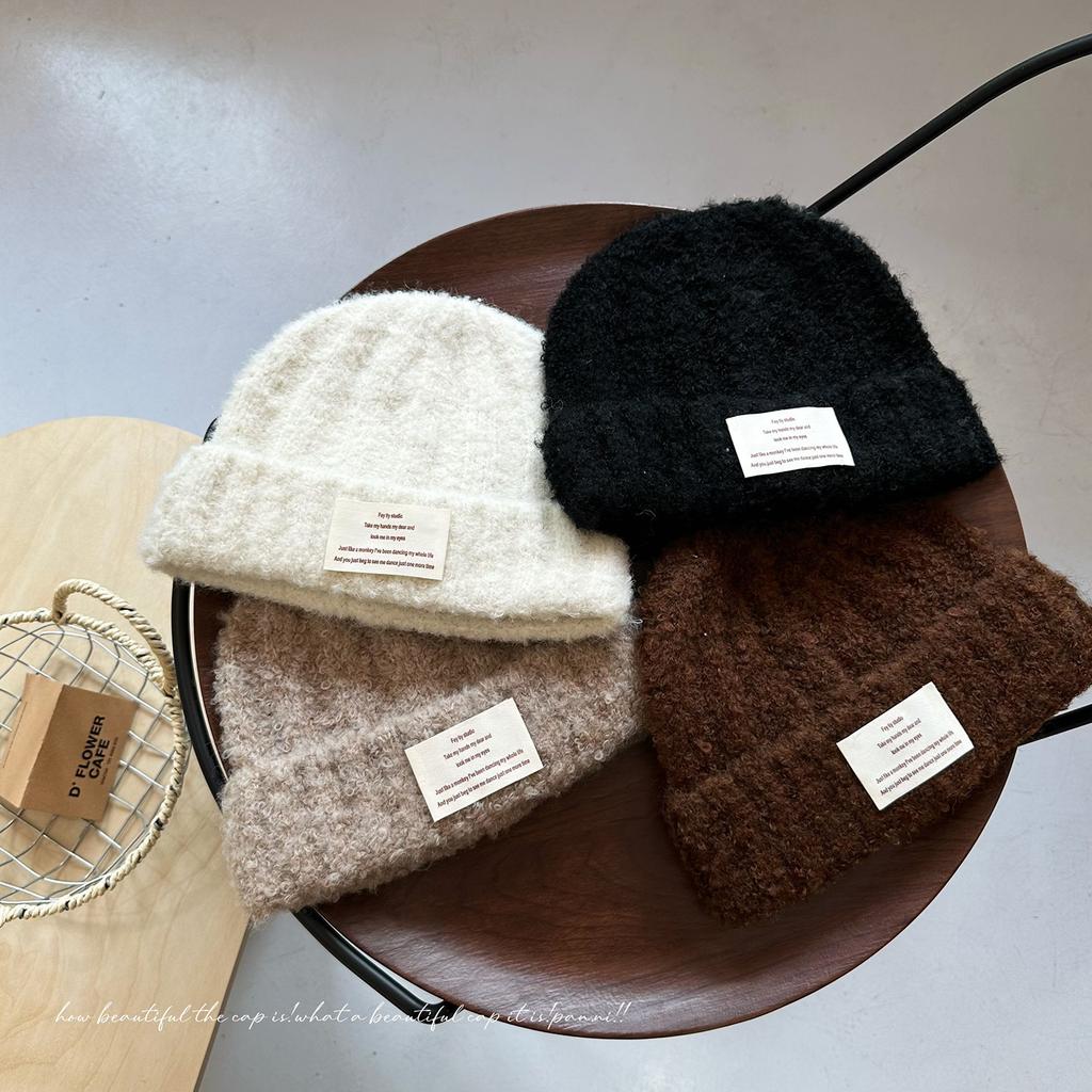 Letter Mark Circle Yarn Women's Knitted Hat Autumn and Winter New Fashion Versatile Hat Winter Warm Ear Protection Casual Woolen Hat