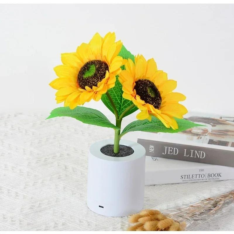1 Pezzo Luce Notturna a 3 LED Ricaricabile Luci Girasole Illuminazione Interna Camera da Letto Comodino Scrivania Decorazione Lampada da Tavolo Lampade Notturne
