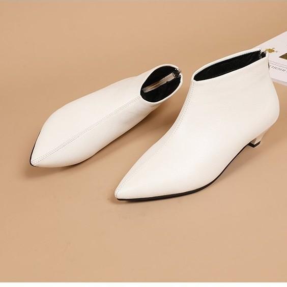 2025 neue Herbst Damen Schuhe spitze Zehen dünner Absatz Stiefeletten und Knöchelstiefel Frühling und Herbst Einzelstiefel weiches Leder bequeme Schuhe nackt b 40 white