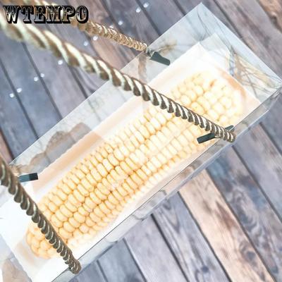 10PCS Baked Goods Pastry Handheld Packaging Boxes Rectangular Transparent Plastic Mousse Cake Boxes