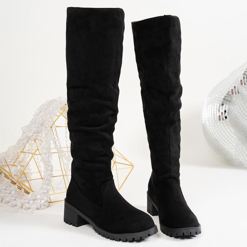 

Модные зимние новые хлопковые ботинки на толстом каблуке, зимние новые замшевые ботинки с круглым носком и голенищем, на толстой подошве, противоскользящие, износостойкие, высокие ботинки 36