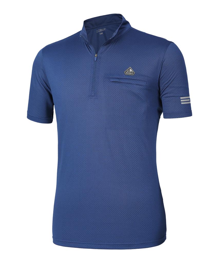 EXTRASPORTY [2Pack] Men'S Modern Air Honeycomb Mesh Short Sleeve Zip-Up T-Shirt 5 Colors (D Type)
