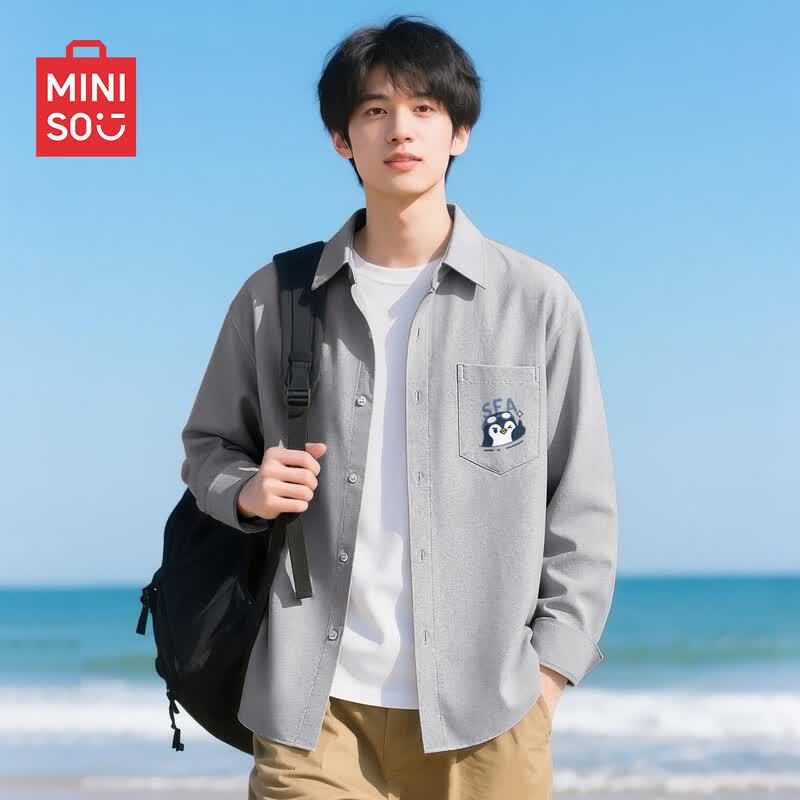MINISO Men's Casual Oxford Long-Sleeve Shirt