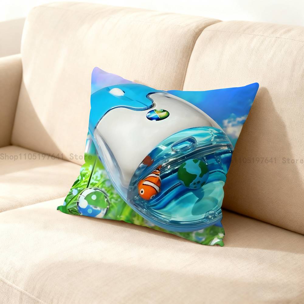 Frutiger Aero Aqua Nostalgia Pillow Case Cushion Cover Home Decor Birthday Gift Pillowcover