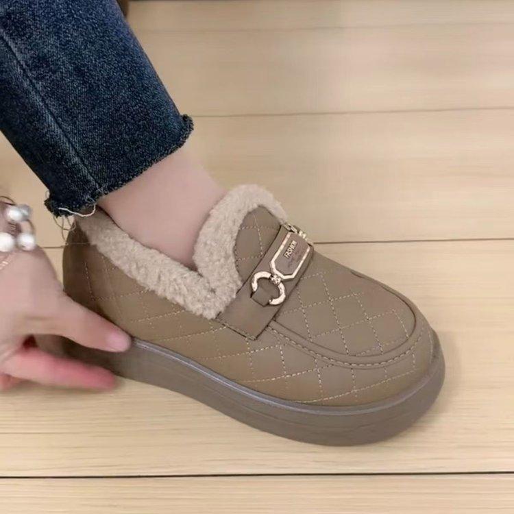 

Хлопковые туфли женские модные удобные нескользящие на толстой подошве с одной педалью мужские иностранные газовые хлопковые сапоги бархатные теплые бобы 40