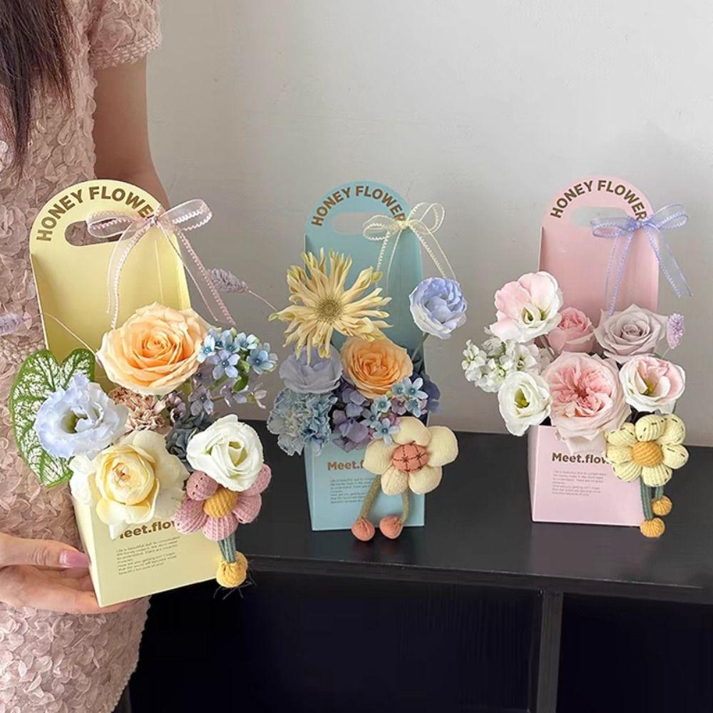 5pcs Foldable Flower Arrangement Box Romantic Bouquet Wrapping Box  Wedding Party Supplies