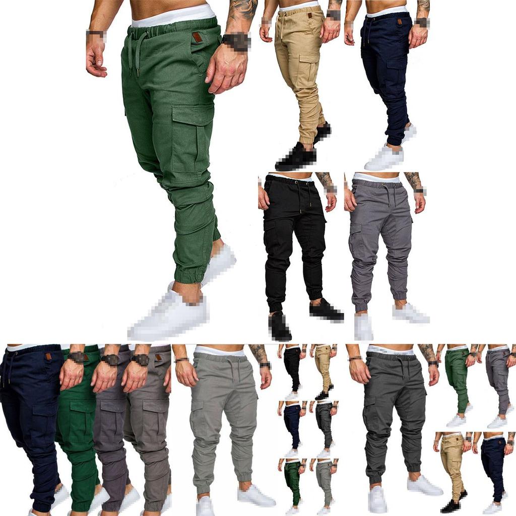 Mens Urban Fashion Slim Fit Zipper Shirring Twill Cargo Jogger Pants In Premium Quality Cotton Blend