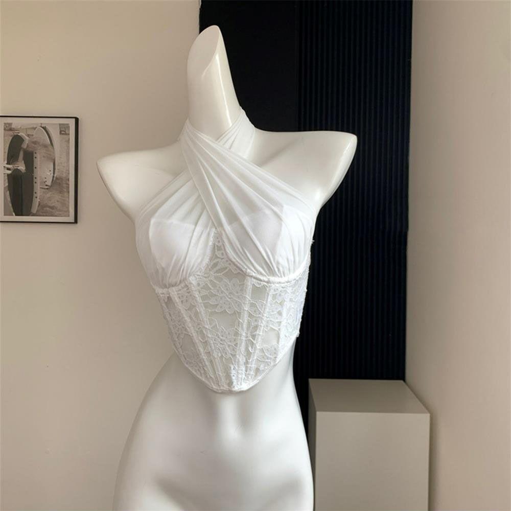 Transparent Lace Camisole Mesh Fishbone Corset Camisole Fashion Neck Halter Crop Tops  Travel
