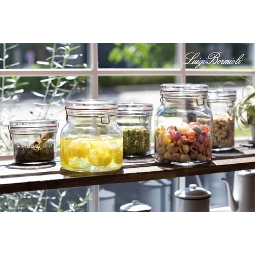 ADERIA Rock Eat Storage Container, 750ml, Gift Boxed, Made in Italy, Glass Canister, Airtight Storage Container for Condiments, Coffee Beans, H7573