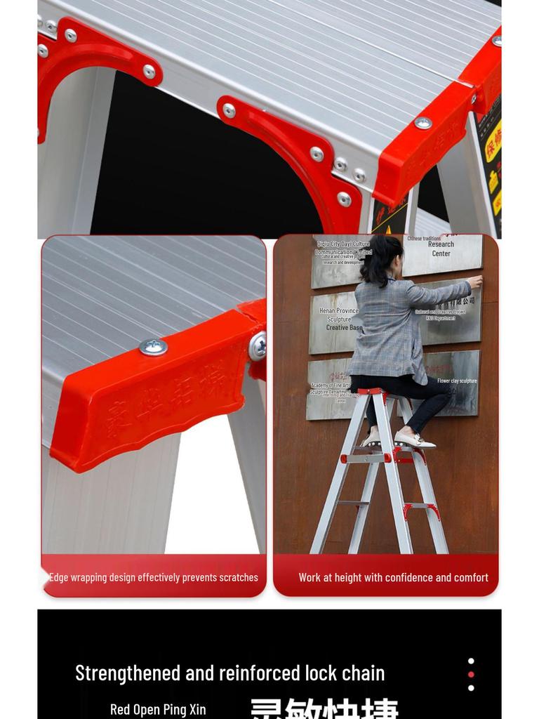 Multi-functional A-frame Aluminum Alloy Folding Telescopic Ladder for Indoor & Outdoor Use