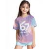 Children's Clothing 67 Christmas Elf Print Girls Short Sleeve Round Neck Tee Parties Casual Wear Comfort Children Clothes Girl