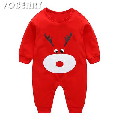 Newborn Toddler Baby Girl Boy Bow Cartoon Deer Romper Jumpsuit Clothes Outfits