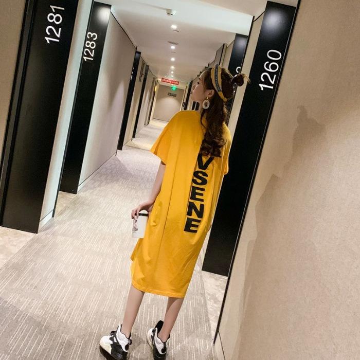 Summer Short-sleeved T-shirt Skirt Backless Sexy Careful Machine Dress Loose Large Size Women's Clothing 100kg Fat Sister Long Dress