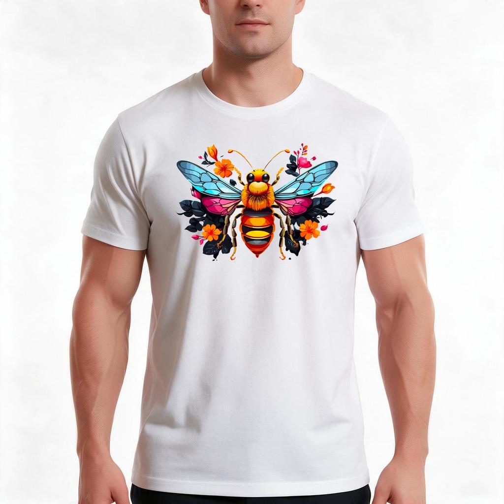 The Majestic Bee Tshirt Summer Casual Cotton Tee Oversized Streetwear Tops Vintage Graphic Print Loose Fit Short Sleeve