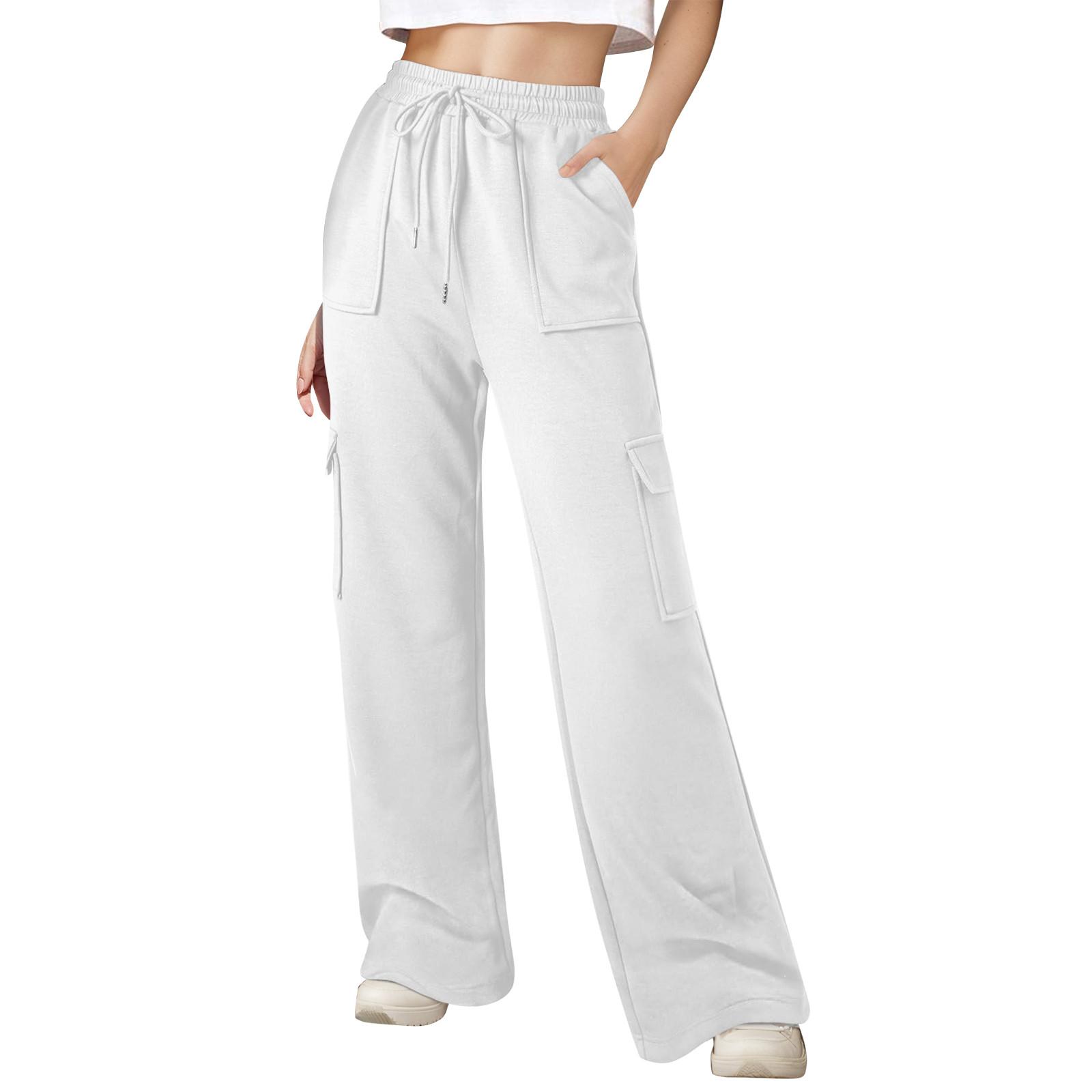 

Женская рабочая одежда, спортивные штаны, повседневные свободные флисовые брюки для бега с высокой талией, женские спортивные штаны, повседневные брюки, штаны для йоги, домашняя одежда XL белый