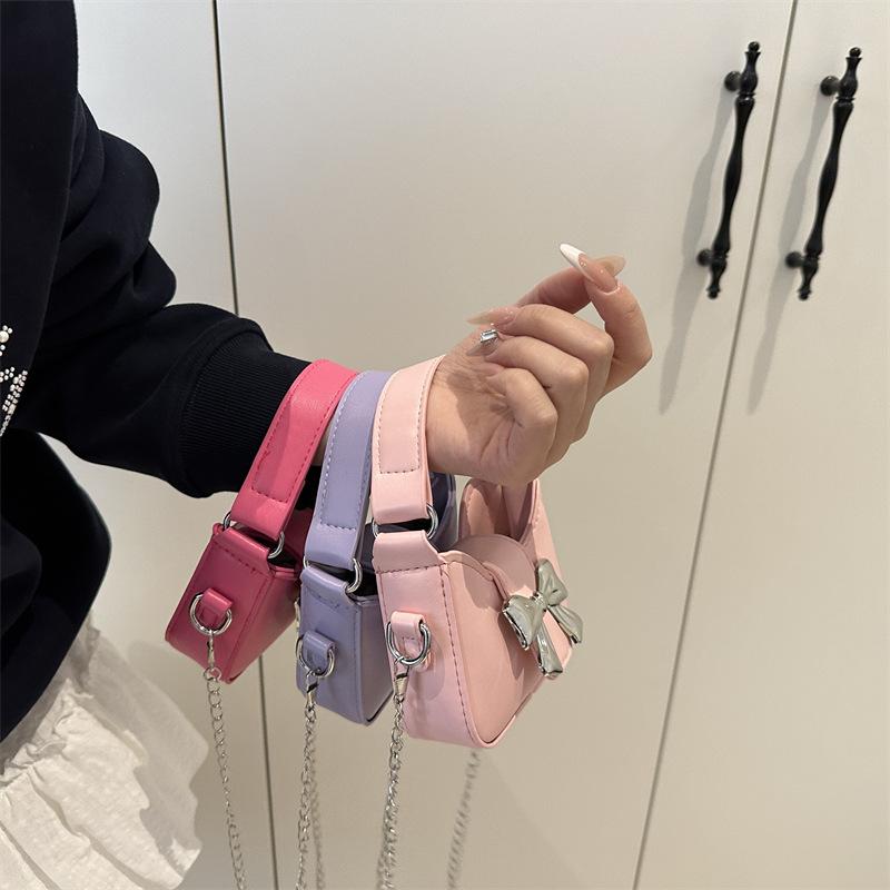 Korean Version Bow Children's Handbag] Autumn New Children's Shoulder Messenger Bag Girl Style Chain Mini Bag