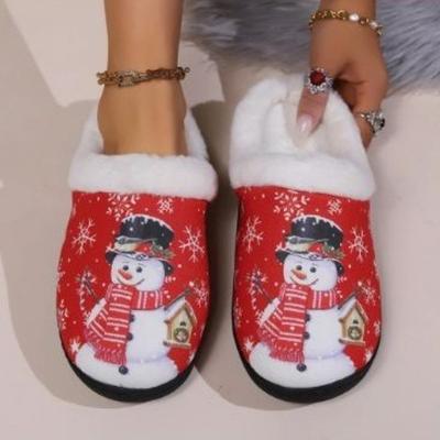 Fashion Christmas Party Fluffy Slippers For Women Men Winter Warm Shoes Soft Faux Fur Anti-slip Lovers Indoor Home Floor Cotton Slipper