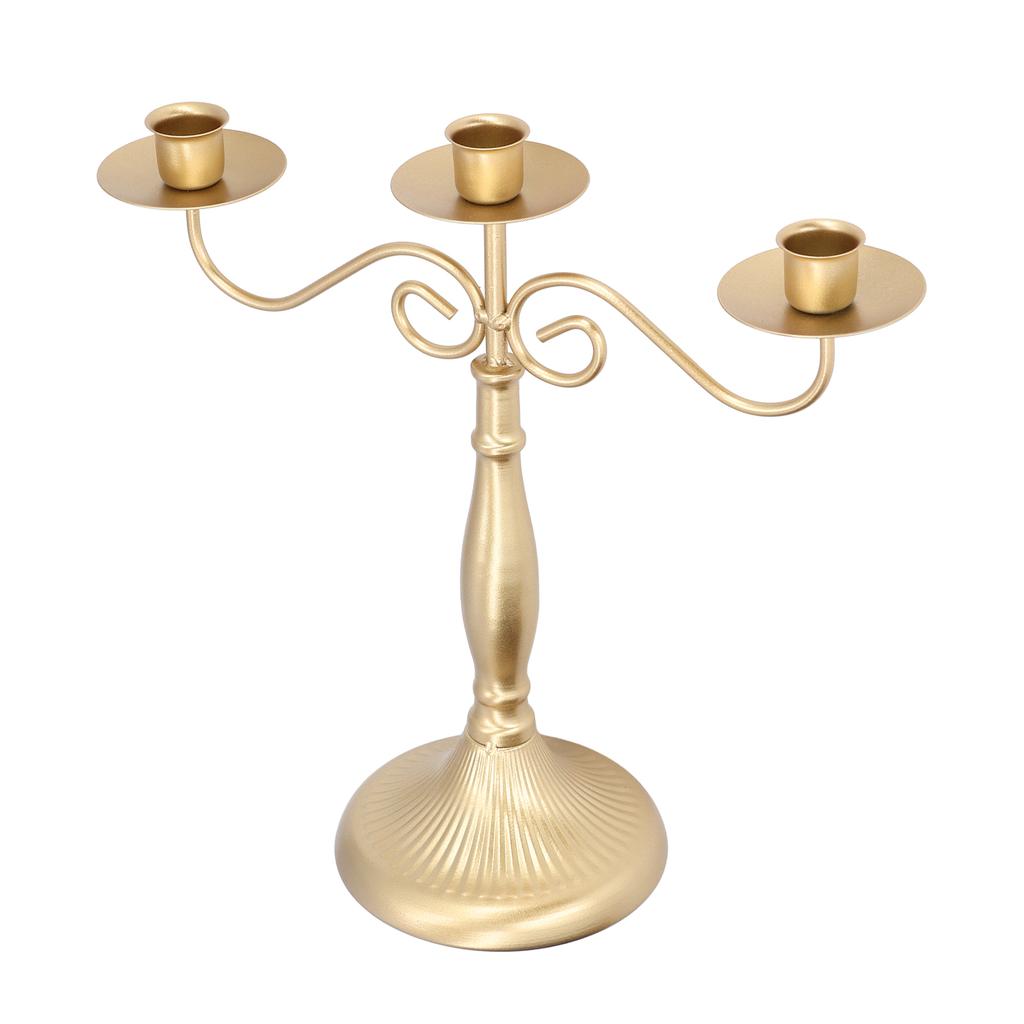 European Style Candlestick Holders Stand Gold 3 Head Candle Holders for Wedding Party Dinning