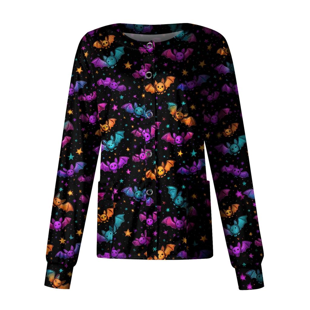Women's Casual Long Sleeve Single Breasted  Printed Dry-nurse Top