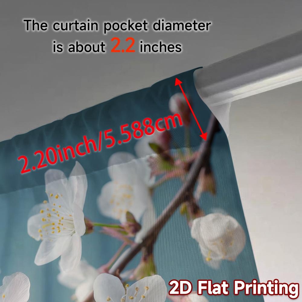 Set Of 2 Flat Printing Curtains Without Rod Spring Blossom Popular Polyester Easy Install Curtain Semi Sheer