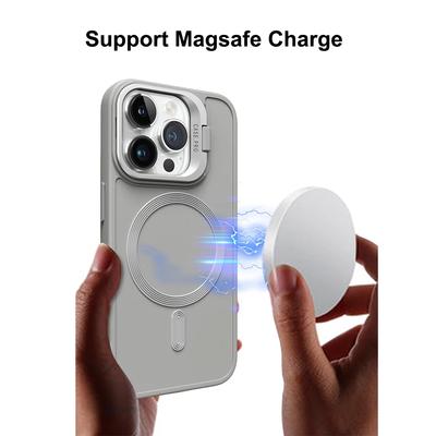 Magnet Magsafe Camera Holder Stand Soft Matte Phone Case For Apple iPhone 15 14 13 12 11 Pro Max 15 Plus Wireless Charging Cover