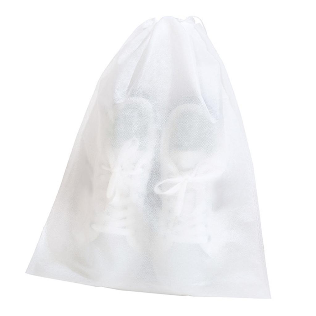 Disposable Shoe Storage Bag Non Woven Breathable Clear Shoes Drawstring Protector Bag Yellowing Proof L 32x48cm for