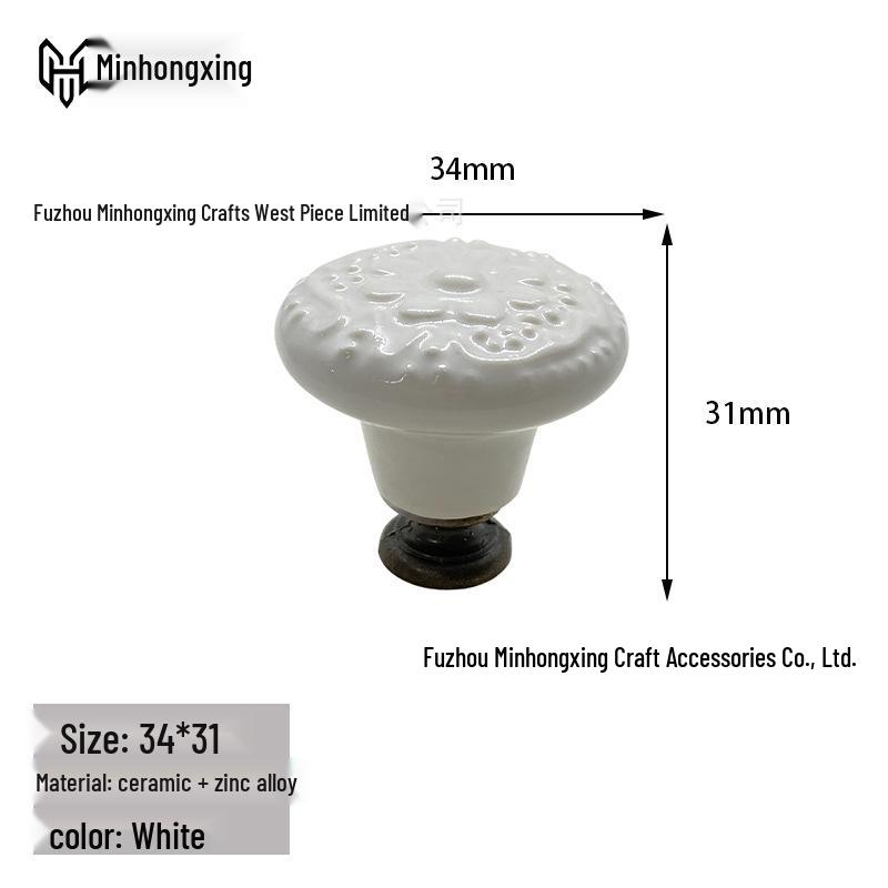 Embossed Floral Ceramic Handle for Children's Furniture