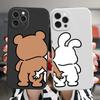 Funny Bunny Bear Couple Phone Case for IPhone 13 14 15 12 11 Pro Max Mini X XR XS MAX 7 8Plus SE2 Cute Animal Clear Paired Cover