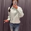 1116 Spring New Women's Shirt Casual Versatile Oxford Spinning Box Loose Short Long Sleeve Shirt 181918