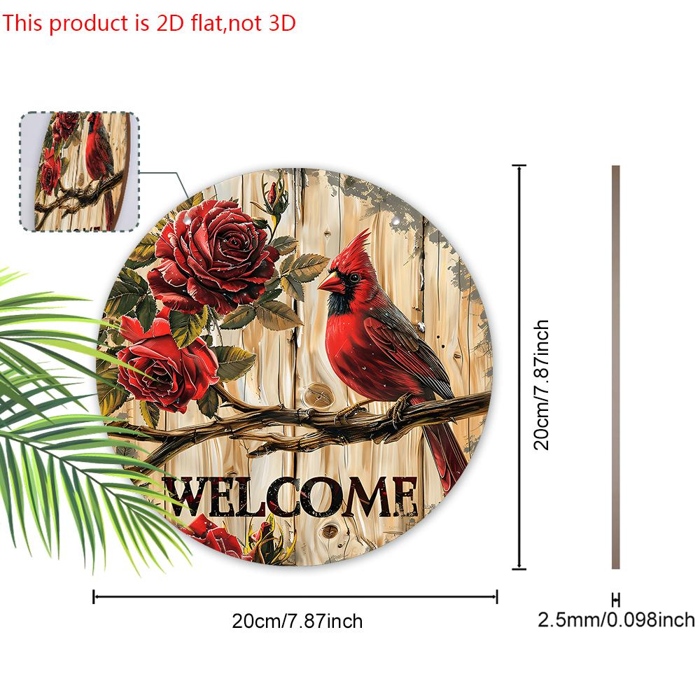 Cardinal Wooden Christmas Welcome Sign - Navidad Round Sign for Front Door, Yard, Wall Hanging Decor - Ideal Christmas Gifts Christmas Decoration