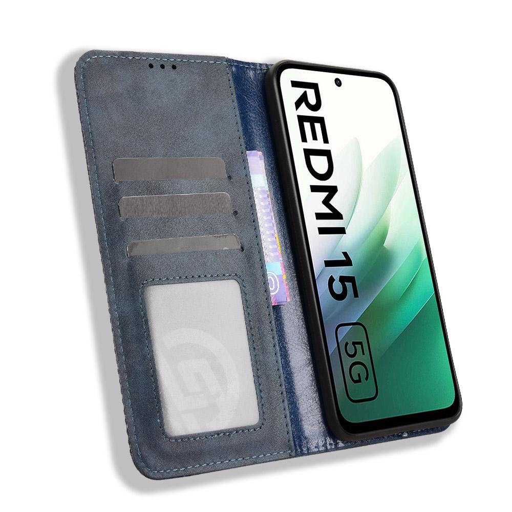 Pentru Xiaomi Redmi 15 5G (Global) (169 mm) Husa din piele suport portofel Husa telefon cu textura retro
