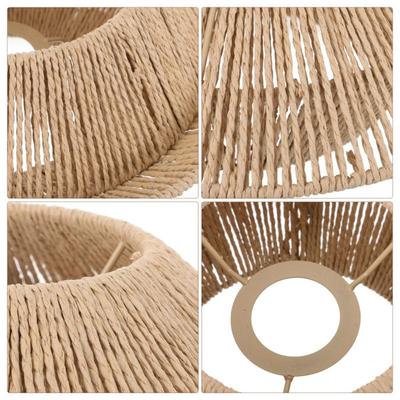 Paper Weaving Ceiling Light Shade E27 Socket Barrel Simulated Rattan Lamp Shade Simplicity Hand-woven Vintage Lampshade Hotel