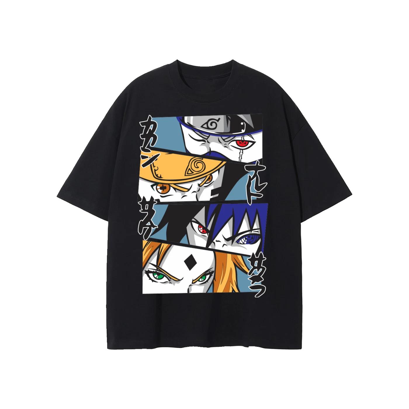 Naruto Shippūden Overzised Streetwear T-Shirt Manga Black Tee Design Anime. 120