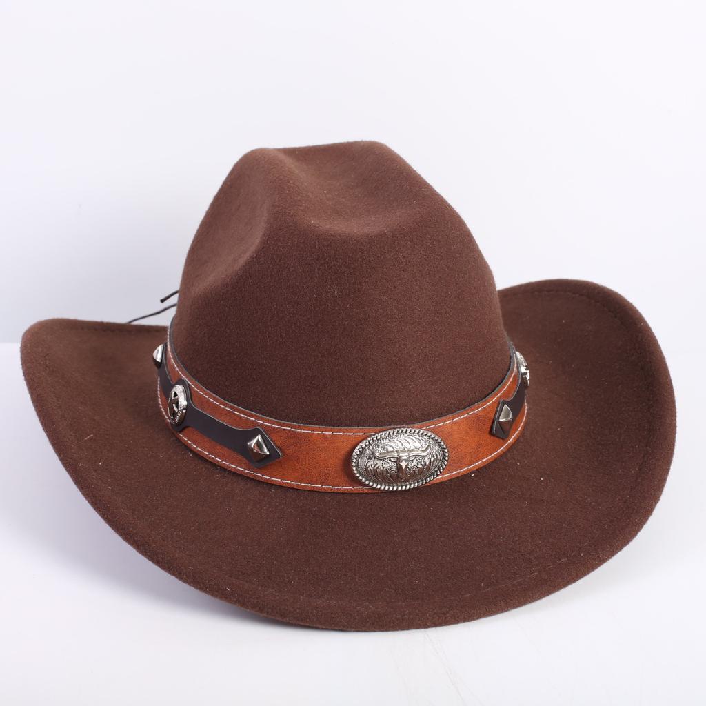 Popular European and American Fashion OL Style One-word Cowboy Hat Men's and Women's High-end Top Hat Jazz Hat Felt Hat