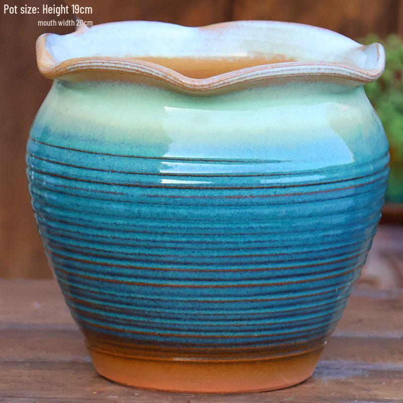 Yixing Handmade Coarse Pottery Medium Succulent Planter - Breathable Zisha Ceramic Ebony Tree Pot for Green Plants