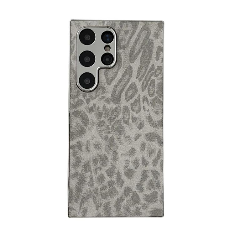 Applicable To Samsung S25 Mobile Phone Case Electroplated Leopard Print S24Ultra Leather Pattern All-inclusive Anti-drop Back Cover Prot