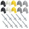 MOC Medieval Military Building Blocks Weapon Figure Accessories Shoulder Armour Helmet Bow Cape Hat Sword Brick Toy Gift X038