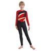 Boys Color Block Gymnastics Jumpsuit Metallic Mock Neck Long Sleeve Back Invisible Zipper Bodysuit