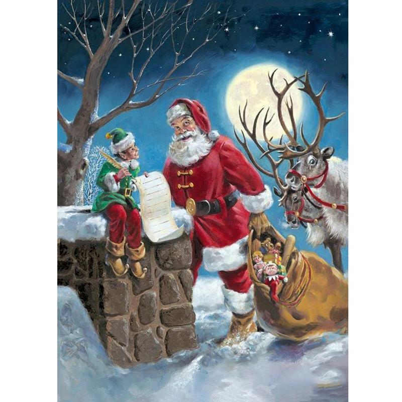 DIY 5D Diamond Painting Santa Claus Cartoon Full Round Drill Diamond Embroidery Christmas Winter Snow Cross Stitch Home Decor