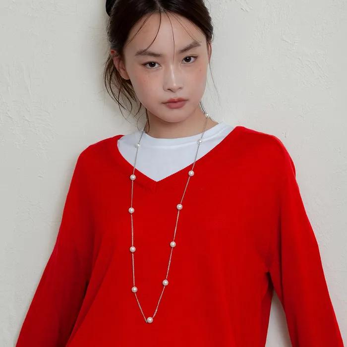Pearl Chain Long Necklace