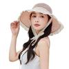 Breathable Lace Tied Sun Hat Large Brim UV Protection Cap Sweet Women Straw Hat  Travel