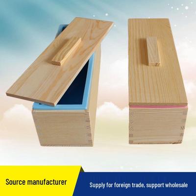 Rectangular Silicone Soap Mold & Wood Box for DIY Cold Process Soap Making (1200g Capacity)