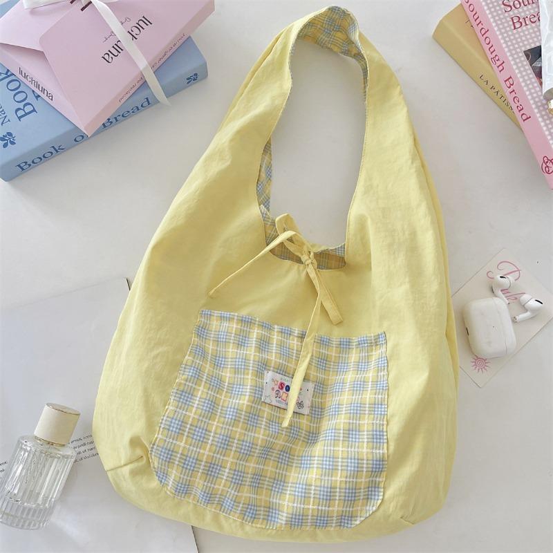 Summer new girl heart lattice double-sided back literary and light college student single shoulder heart bag