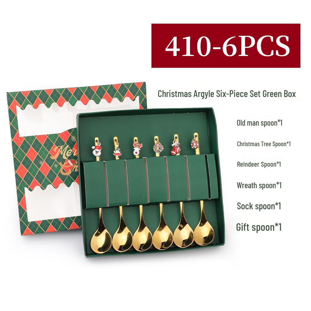 J Creative Christmas Reindeer Spoon & Fork Set - Cute Dessert & Coffee Stirring Gift