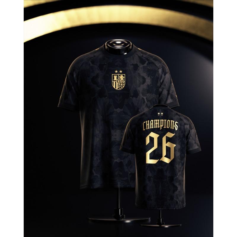 2026 Unisex 2-Sterne Spanien Trikot "CHAMPIONS 26" Kurzarm Oberteil