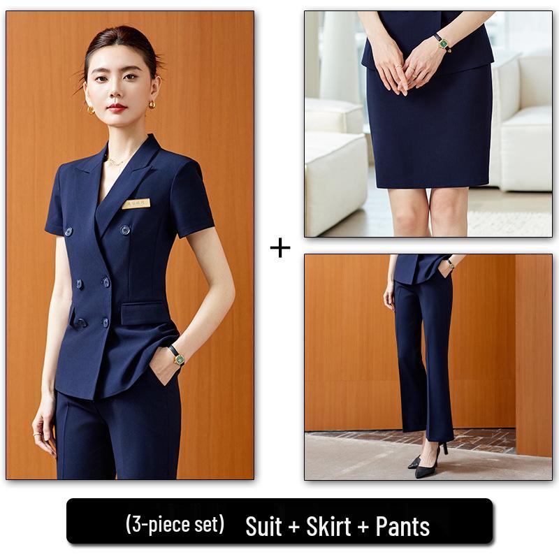 Damen Blaue Anzug-Set: Hochwertige professionelle Kleidung für Herbst/Winter, perfekt für Business, Vorstellungsgespräche und formelle Anlässe.