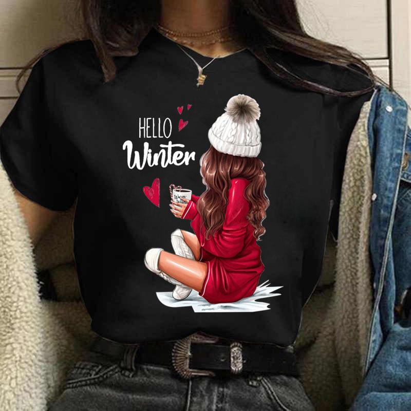 Summer Fashion Coffee Girl Urban Base Shirt Round Neck Pure Cotton Short Sleeved Women's T-Shirts Women’s